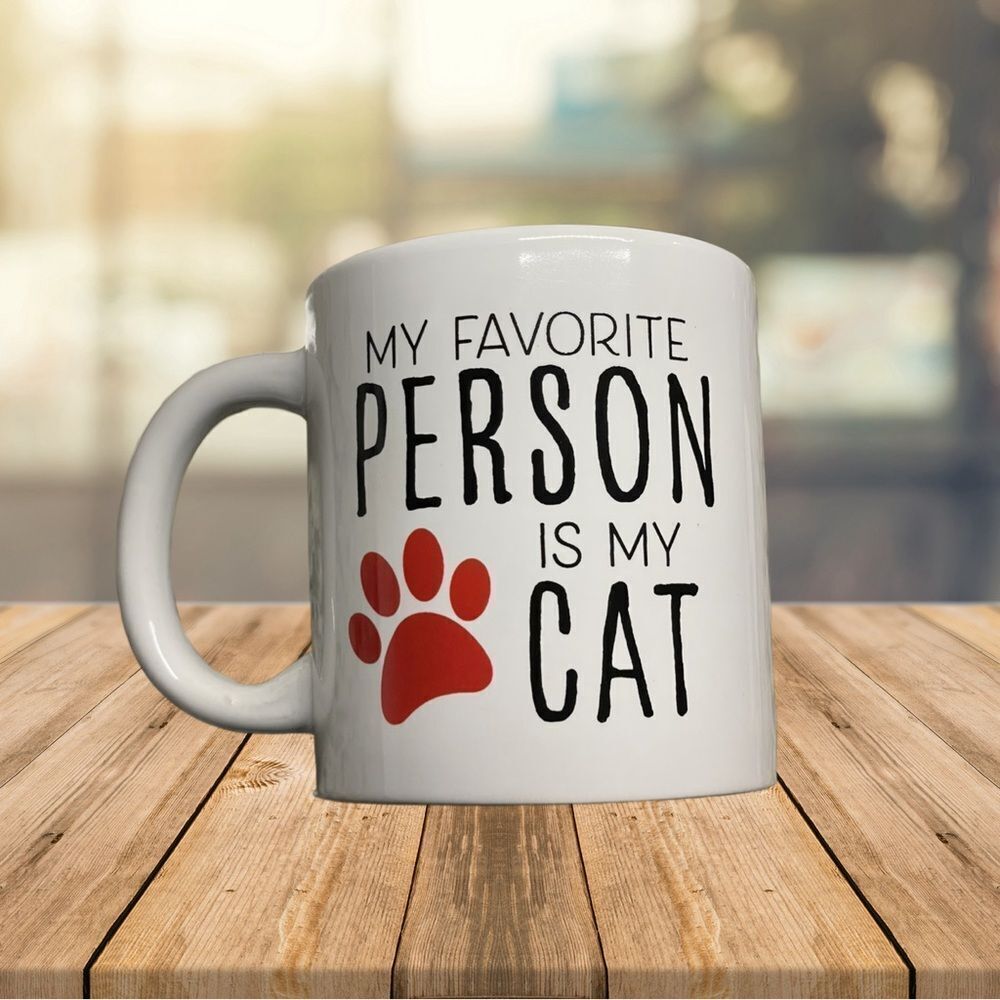 Royal Norfolk White Cat Lover's “My Favorite Person is my Cat” Coffee Mug - Picture 2 of 10